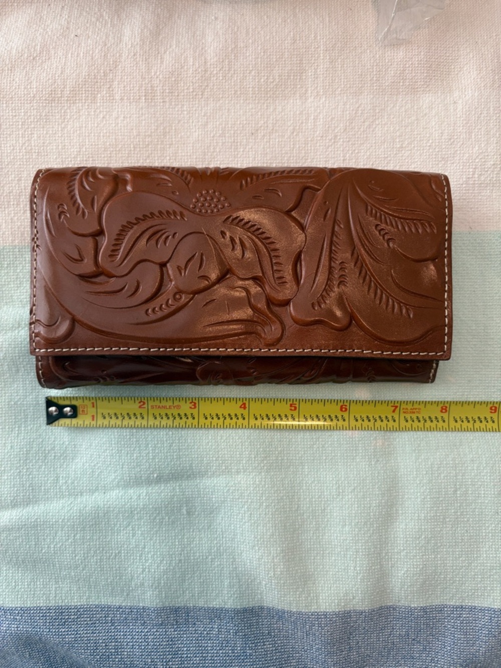 Patricia Nash Brown Tri fold RFID Leather Wallet. NWOT - Picture 8 of 13